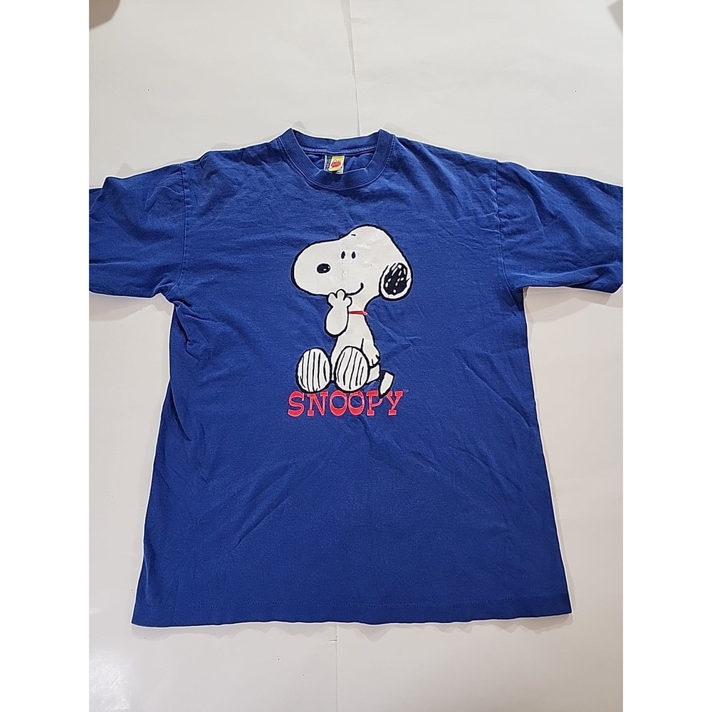 Blitzz Intl 90's Vintage T Shirt Tee Peanuts Snoopy Blue Sz Large Single Stitch
